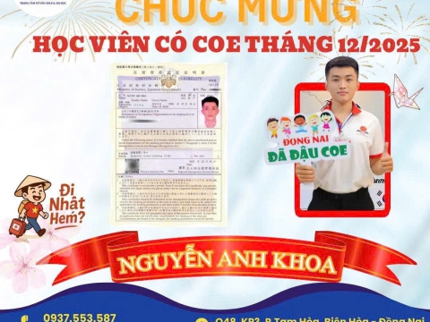 COE DU HỌC SINH KÌ THÁNG 04/2025